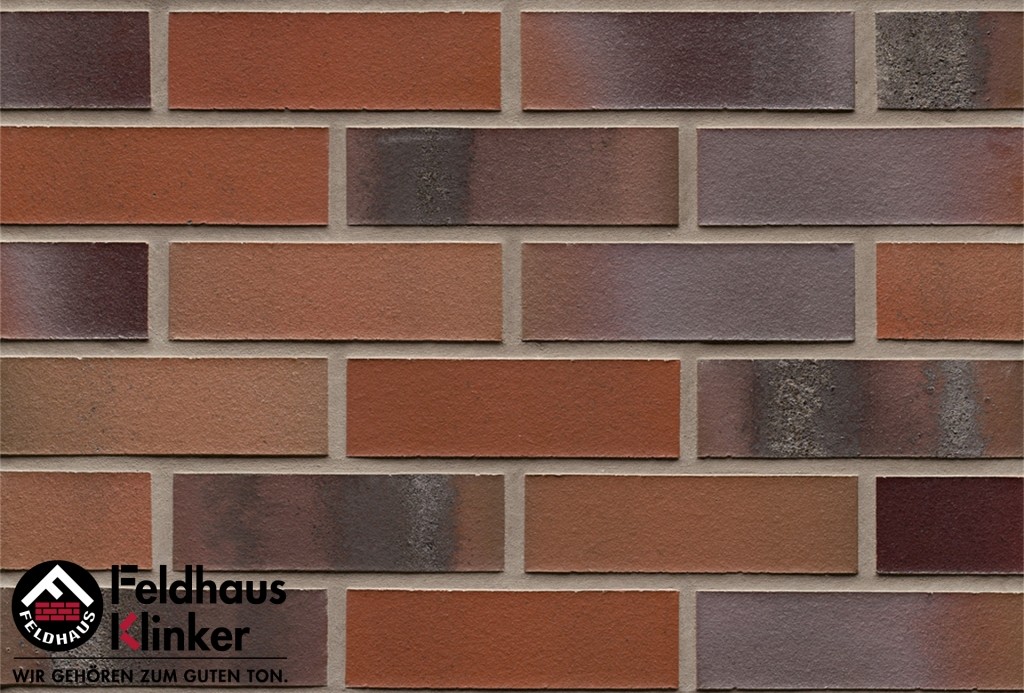 Фасадная плитка ручной формовки Feldhaus Klinker R560 carbona carmesi colori NF14, 240*14*71 мм