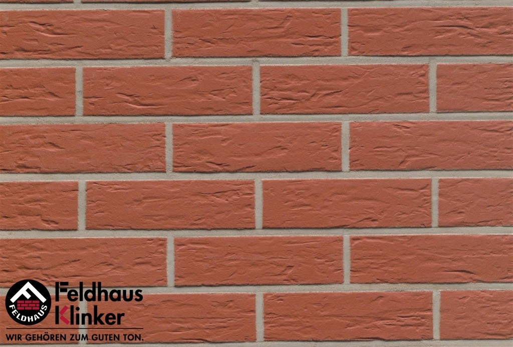Клинкерная фасадная плитка Feldhaus Klinker R440 Carmesi senso рельефная NF9, 240*9*71 мм